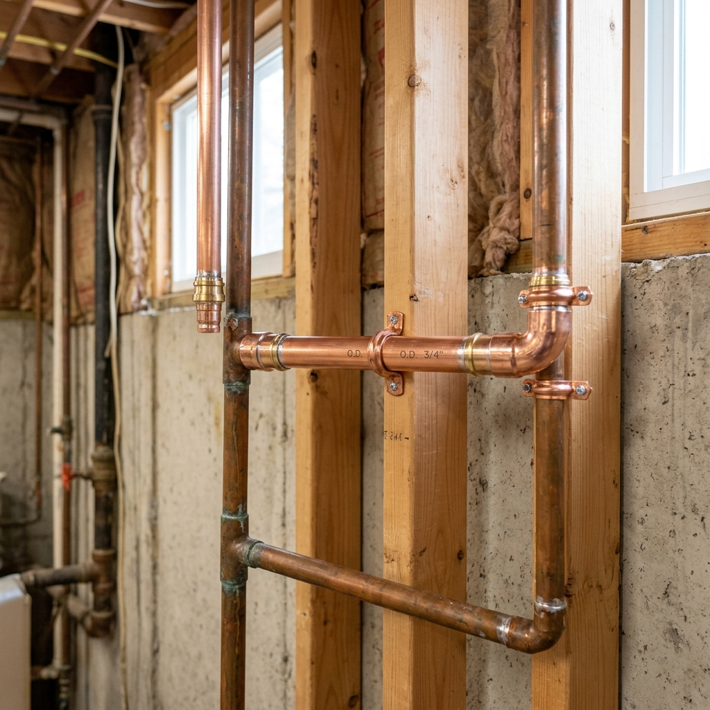 Plumber repairing a corroded copper pipe segment
